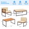 5 Piece Patio Furniture Set Acacia Wood Metal Outdoor Sofa Set Coffee Table Ottoman